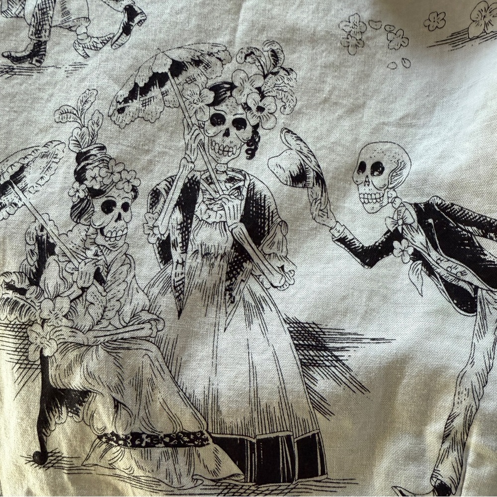 Hemet Day of the Dead Skeleton Skull Halloween Rockabilly Fit Flare Dress XL - Picture 3 of 7